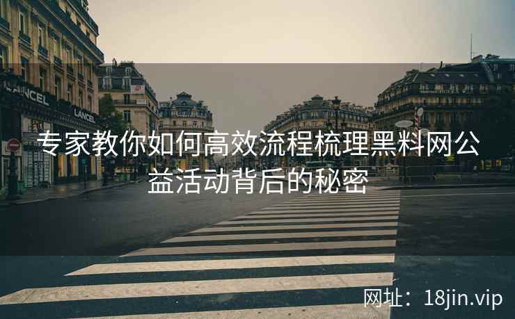 专家教你如何高效流程梳理黑料网公益活动背后的秘密