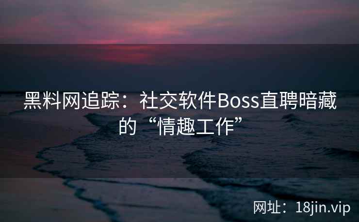 黑料网追踪：社交软件Boss直聘暗藏的“情趣工作”  第1张